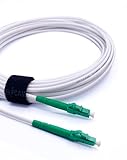 Elfcam® - LWL Glasfaser-Kabel LC/APC auf LC/APC Stecker, Simplex 9/125μm Patchkabel, Lichtwellenleiter LSZH, Weiß, 15 Meter