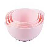 BoxedHome Mixing Bowl Rosa Set Rührschüssel Set Kunststoff Salatschüssel rutschfest stapelbar Servierschalen für Küche Rührschüssel-Set 4-teiliges