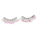 Happyyami 1 Paar Pailletten falsche Wimpern farbige wimpern künstliche wimpern kunstwimpern Wimpernverlängerungen Künstlerische Wimpern Curl-Wimpern-Cluster Faux Wimpern Faserwolle Rosa
