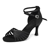 YCALCP Latein Tanzschuhe Damen Ballroom Latein Tanzschuhe Ballsaal Party Salsa Tanzübung Performance Schuhe, Schwarz 40 EU
