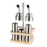 4er-Menage Für Salz, Pfeffer, Öl Und Essig, Mit Passendem Ständer, 5-tlg, 2 Streuer Und 2 Flaschen, Fassungsvermögen: 40/160 Ml, Tischzubehör Für Küche Nachfüllbares Design