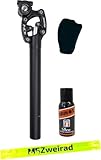 Suntour Federsattelstütze SP12/25-NCX Durchmesser 27,2mm/30,9mm/31,6mm, Länge 400mm,Gewicht 65-95kg, 95-120kg Parallelogramm inklusive Brunox Deo und MSZweirad Reflexband (95-120 kg, 27,2 mm)