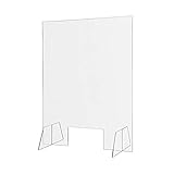 Hygieneschutz-Scheibe „Alba” aus Acrylglas für Tische, Theken und Kassen / 75 cm breit 100 cm hoch/Niesschutz/Spuckschutz/Tröpfchenschutz/Schutzscheibe/Schutzschild