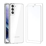NEW'C Hülle für Samsung Galaxy S21 5G - Ultra Thin Silikon Schwarz und 2 × Panzer Schutz Glas für Samsung Galaxy S21 5G - Anti Scratch