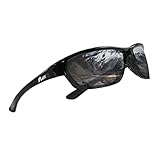 ICECUBE AVENTO Polarisierte Sport-Sonnenbrille UV400 Schutz mit Anti-Rutsch-Funktion und leichtem Rahmen - für Männer und Frauen beim Fahren, Laufen (Black/Grey Mirror)