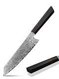 Japanisches Kiritsuke Damastmesser Scharf Küchenmesser: 20 Cm Damast Stahl Messer - Gemüse, Profi, Schwarz Holzgriff