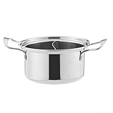 Besttoolifes Edelstahl-Topf mit Trennwand, Doppelgeschmack, Hotpot mit zwei Fächern, Hotpot für Zuhause, Küche, doppelseitig, Suppentopf mit zwei Geschmacksrichtungen (3 Stahl-Ohrtöpfe)