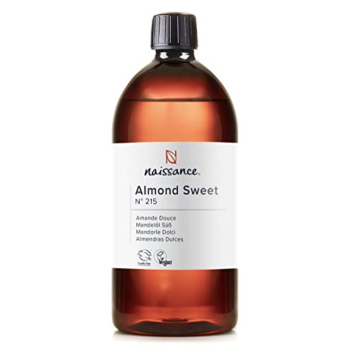 Naissance Natürliches Süßes Mandelöl (Nr. 215) 1 Liter – Vegan, Gentechnikfrei – Ideal zur Haar– und Körperpflege, für Aromatherapie und als Basisöl für Massageöle