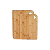 Karaca Azur 2er-Set Bambus-Schneidebrett Holz, Langlebige Holzbrett für die Speisenzubereitung, kleine und große Größen (Cutting Board)