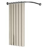 Duschvorhangstange L Form, [60-134 cm] × [60-134 cm] Verstellbare Duschstange Ecke, Duschvorhang Halterung mit 12 ringen & Deckenstütze für Badewanne/Badezimmer, Bohr-Montage Erforderlich, Schwarz