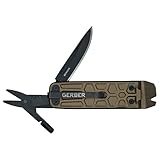 Gerber Multi-Tool mit 7 Funktionen, Messer mit glatter Klinge und Gürtelclip, Lockdown Slim Pry, Gusseisen/5Cr15MoV, Bronze, 30-001737