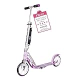 HUDORA BigWheel Scooter 205 - Stabiler Aluminium-Roller - Höhenverstellbarer & zusammenklappbarer Cityroller - Kinder- & Erwachsenenroller für bis zu 100kg - Tretroller mit Ständer