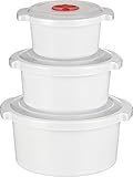 Kigima Mikrowellen - Kochtopf - Starter -Set 3-teilig Töpfe 0,5L, 1L, 2L Weiß