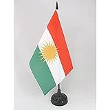 AZ FLAG TISCHFLAGGE Kurdistan 21x14cm - KURDEN TISCHFAHNE 14 x 21 cm - flaggen