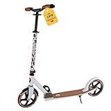 Best Sporting Scooter Erwachsene und Kinder I klappbarer Roller mit Ständer I weiß - Leopard I stilvoller City-Roller für Erwachsene I Tretroller mit Rollengröße 205 mm I ergonomischer Lenker