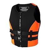 Rettungsweste Erwachsene Verstellbar aus robustem Neopren Ideal zum Kajaksport Angeln Surfen und Schwimmen (Orange,S)