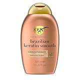OGX Brazilian Keratin Smooth Conditioner, glättende Haarspülung mit Keratin, Kokosöl und Avocadoöl, schützende Haarpflege Spülung ohne Sulfate für glattes & glänzendes Haar (385 ml)