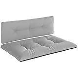 Outsunny Palettenkissen 2er Set Wasserabweisend Sitzkissen Palettenpolster mit Getuftetem Design Rückenlehne Outdoor Kissen Palettenauflagen für Europaletten Palettensofa 120 x 77 x 10 cm Hellgrau