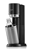 SodaStream Duo Sprudelmaschine, mit 1 Liter wiederverwendbarer BPA-freier Kunststoff-Wasserflasche, 1 L Glaskaraffe zum Karbonisieren und 60 Liter CO2-Gasflasche mit Schnellanschluss, Schwarz