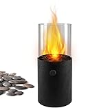 Hotdevil Tabletop Mini Portable Fire Pit Small Propane Fireplace Outdoor Indoor Gas Power Fire Bowl Pot with Clear Heat Resistant Glass and Many Pebbles Decor for Garden Pool Patio Balcony Veranda