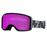 Giro Sagen Skibrille - Snowboardbrille für Herren, Damen und Jugend - Schwarz/Grau Botanical LX Strap mit bernsteinfarbenen rosa/gelben Gläsern