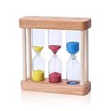 HUANR Sanduhr Minuten, 3 in 1 Kombi Sanduhr Holz, Sanduhr 1, 3, 5 Minuten, Sanduhren Set für Küchentimer, Zeitmanagement, Geburtstagsgeschenk