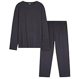 CityComfort Warme Schlafanzug Herren Lang, 2-Teiliges Pyjama Set - Geschenke für Herren Teenager (Marineblau, M)