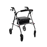 der ROLLENDE SHOP - Rollator faltbar und leicht mit Sitz - Aluminiumgestell - anthrazit-grau - Nylontasche - Modell Standard
