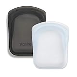 Stasher Reusable Silicone Pocket Bag 8x12cm, Set of 2 - Ash/Clear