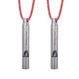 iBasingo Titan Pfeifen Outdoor Camping Wandern Jagd Klettern Notfall Überleben Laute Pfeife Trainer Training Sport Schlüsselanhänger Signalpfeifen mit Schlüsselband 2 Pack Ti9010O