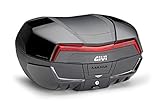 GIVI Topcase Monokey System Kofferraum V58NN MAXIA 5 für Roller Motorrad 2 Helme 58 Liter Topcase hinten schwarz mit rotem Rückstrahler und vier Abdeckungen lackiert in schwarz glänzend