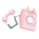 PERSELOSO Holz Telefonspielzeug für Retro Spieltelefon mit Wählscheibe Lernspielzeug für Jungen und Kreatives Rollenspiel