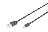 DIGITUS USB 2.0 Anschlusskabel - 3.0 m - USB A (St) zu USB Micro B (St) - 480 Mbit/s - Verbindungskabel - Schwarz