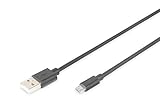 DIGITUS USB 2.0 Kabel – 1m – USB A zu Typ Micro B – 480 Mbit/s – Verbindungskabel für Computer, Notebooks, Hubs, Smartphones – Schwarz