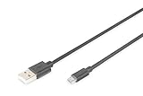 DIGITUS USB 2.0 Anschlusskabel - 3.0 m - USB A (St) zu USB Micro B (St) - 480 Mbit/s - Verbindungskabel - Schwarz