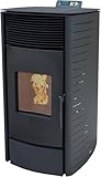 NEMAXX® Pelletofen P12 - Pelletheizung mit 13,6 kW – Pelletofen [HOHE HEIZLEISTUNG] – Pelletofen Elektrokamin Wi-Fi Ready – Pelletofen mit hoher Wärmeabgabe & Überhitzungsthermostat - Schwarz