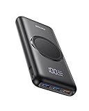 Charmast Wireless Powerbank 20000mAh Externer Akku Kabellose Ladegerät Drahtloses 22.5W Power Bank 20W PD 3.0 USB C 2 Eingängen und 4 Ausgängen Kompatibel mit iPhone 12/11/X/XS/XR Samsung mehr