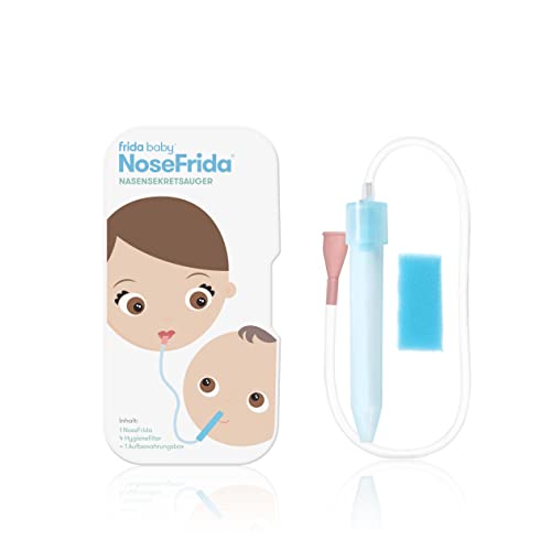 Fridababy NoseFrida Nasensekretsauger, Inkl. 4 Hygienefiltern und Aufbewahrungsbox, Nachfüllbar, Für Babys ab 0 Monaten, 2 Stück (1er Pack), Blau/Weiß, 200830012