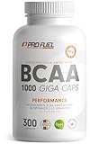 BCAA 1000 Giga Caps - hochdosiert mit 8000mg BCAA - 300x BCAA-Kapseln mit je 1000 mg BCAA im optimalen 2:1:1 Verhältnis - essentielle Aminosäuren Leucin, Isoleucin & Valin - laborgeprüft, 100% vegan