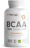 BCAA 1000 Giga Caps - hochdosiert mit 8000mg BCAA - 300x BCAA-Kapseln mit je 1000 mg BCAA im optimalen 2:1:1 Verhältnis - essentielle Aminosäuren Leucin, Isoleucin & Valin - laborgeprüft, 100% vegan