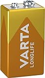 VARTA Batterien 9V Blockbatterie, 1 Stück, Longlife, Alkaline, für Rauchmelder, Brand- & Feuermelder, Mikrofon