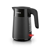 Bosch kabelloser Wasserkocher MyMoment TWK2M163, Abschaltautomatik, Überhitzungsschutz, Tassenanzeige, entnehmbarer Kalkfilter, Trockengehschutz, Dampfstopp-Automatik, 1,7 L, 2400 W, Schwarz matt