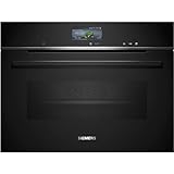 Siemens CS736G1B1, Smarter iQ700 Einbau-Kompaktdampfbackofen, 60 x 45 cm, Schwarz, Made in Germany, Dampfgaren, Hydrolyse Selbstreinigung, Touchscreen, Air Fry, 4D Heißluft, Backautomatik, Pizzastufe