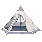 Skandika Tipi Zelt Hetta 335 Protect | Zelt für 4 Personen, 2 m Stehhöhe, eingenähter Zeltboden, 3000 mm Wassersäule, UV 50+, Festivalzelt, Indianerzelt, Familienzelt | Outdoor, Camping, Glamping