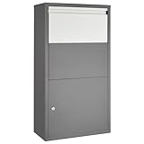 tectake® Paketbox, Briefkasten groß, Postkasten mit Schloss, 44 x 22 x 82 cm, mit Rückholsperre, Briefkasten XXL für Paket und Brief, massiv, Wandmontage, ermöglicht kontaktlose Zustellung