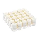 Candelo 50er Set Kerzen Teelichte - Vorratspack Teelichter in Creme Weiß - ohne Duft - 8 Std Brenndauer - Kunststoff Hülle – 3,8 x 2,5cm je Teelicht