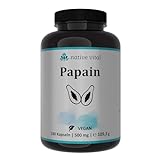 Native Vital® Papain - HOCHDOSIERT 6 Millionen USP/g - 180 Kapseln 1500mg pro Tagesdosis - aus natürlicher Papaya - deutsche Produktion - Vegan