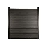 Ventanara® WPC Zaun Sichtschutzzaun Steckzaun Gartensichtschutz Komplettset 188x190 inkl Aluminiumpfosten anthrazit (anthrazit, 1x Element + 2X Pfosten inkl. Aufschraubhülse)