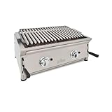 MBH LUX WORLDMAI Professioneller Gasgrill mit verstellbarem Grill, Latz und Vulkanstein für Gastronomie, Industrieller Edelstahlgrill für Bar und Restaurant