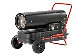YATO Diesel direkte Heizkanone Ölheizgebläse 30KW Heizgerät Bautrockner Bauheizer Dieselheizer Heizgebläse 38L Tank mit Thermostat 230W Luftstrom 750 m³/h Flammensicherung Fahrgestell